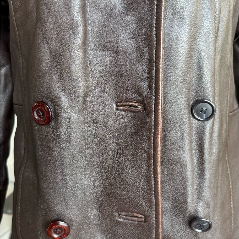Vintage American Born Coat Women Small Brown Leather Jacket Lined Retro Y2K - Picture 5 of 16